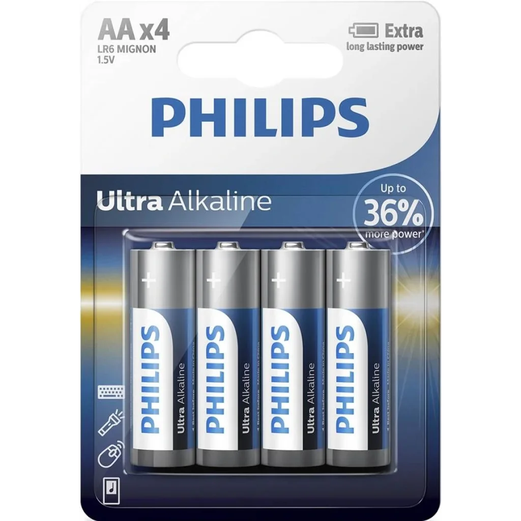 Батарейка Philips Ultra Alkaline AA BLI 4 UA